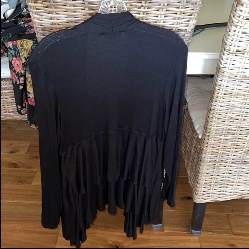 AB Studios Kohls size large stretchy black layered cover up wrap over piece
